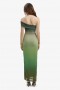  Aurelia Maxi-jurk in groene ombre | Dames Bardot-jurken voor overdag en 's avonds