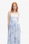  Elias Maxi-jurk met print in babyblauw | Bardotjurken voor dames, dag- en nachtmode