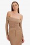 Elsa Off The Shoulder Top in Taupe | Dames Bardot Fashion Tops