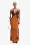 Estrella Halter Maxi-jurk in toffee | Dames Bardot-gelegenheidsjurken