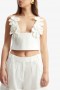  Ingrid Fitted Flower Top in Orchidwhite | Dames Bardot Fashion Tops