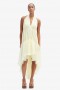  Leona High Low Ruffle Dress in Canary Ylw | Dames Bardot-gelegenheidsjurken