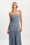 Solana Mesh Maxi-jurk in Dustyblue | Dames Bardot-jurken voor overdag en 's avonds