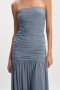 Solana Mesh Maxi-jurk in Dustyblue | Dames Bardot-jurken voor overdag en 's avonds