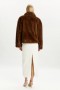  Sylvie Zip Faux Fur Jacket in chocolade | Dames Bardot Jassen