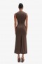  Veneda High Neck Maxi-jurk in chocolade | Dames Bardot-jurken voor overdag en 's avonds