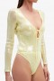  Verona Sequin Bodysuit in kanariegeel | Dames Bardot Bodysuits