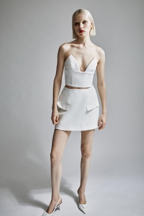  Delphi Hourglass Minirok in Orchidwit | Dames Bardot Rokken