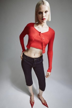  Sarita gebreide top in dieprood | Dames Bardot Fashion Tops