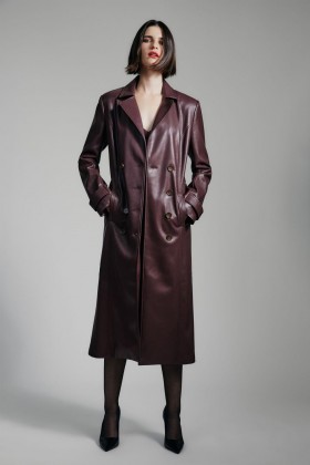 Vegan leren trenchcoat in dieppaars | Dames Bardot jassen