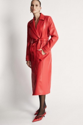 Vegan leren trenchcoat in het beroemde rood | Dames Bardot jassen