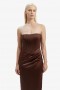  Everlasting Satin Midi -mekko suklaanvärisenä | Naisten Bardot-cocktail- ja juhlamekot