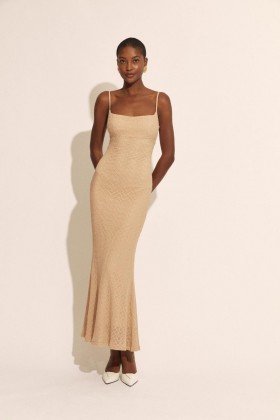  Adoni Stretch Lace Midi Dress Natural | Naisten Bardot-päivämekot