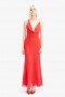  Robe longue Cherie à col bénitier, rouge foncé | Robes de cocktail et de soirée Bardot pour femme
