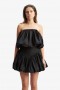  Haut ballon Lissett en popeline noire | Hauts Bardot tendance pour femme