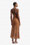  Robe mi-longue dos nu en maille Sephera, couleur châtain | Robes de soirée et de cocktail Bardot pour femme