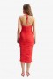  Robe mi-longue dos nu Tisha rouge feu | Robes de cocktail et de soirée Bardot pour femme