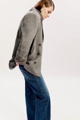 Manteau Hailey oversize classique gris tourterelle | Manteaux Bardot pour femme