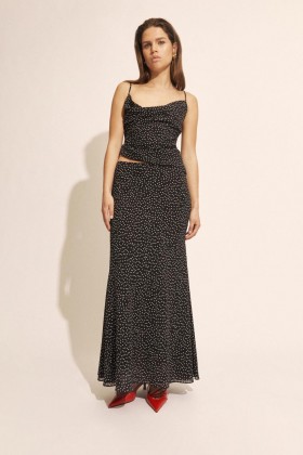  Débardeur Monroe à pois et col bénitier noir | Hauts Bardot tendance pour femme