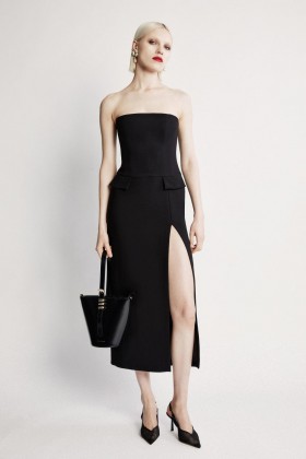 Robe bustier mi-longue Nikki noire | Robes de cocktail et de soirée Bardot pour femme