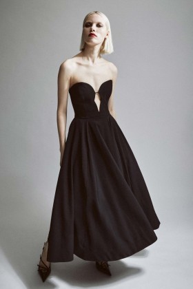  Robe mi-longue noire à col Bardot pour femme | Robes de soirée et de cocktail