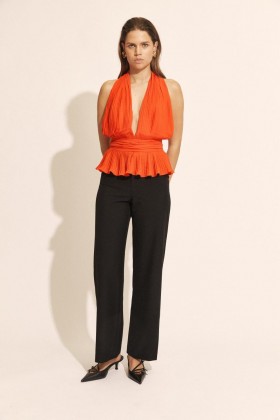 Amala Plissee-Neckholder-Top in Tangelo | Bardot-Oberteile für Damen