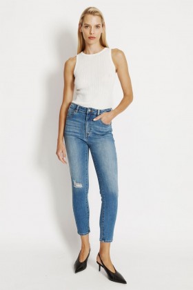 Khloe Hi Crop Jeans Ⅱ In Darkdenim | Damen Bardot Skinny Jeans
