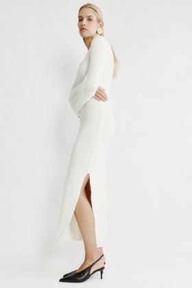 Φόρεμα Kavala Knit Maxi σε ιβουάρ χρώμα | Γυναικεία Φορέματα Bardot για το πρωί έως το βράδυ