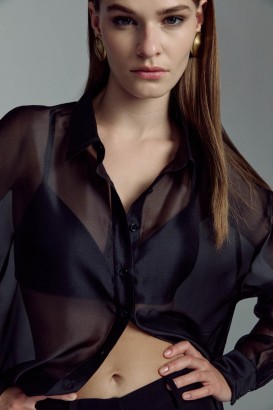 Πουκάμισο Rebecca Organza σε Μαύρο | Γυναικεία Πουκάμισα & Μπλούζες Bardot